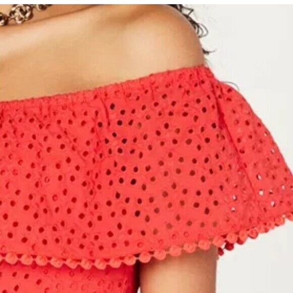 CITY STUDIO Women's Off-the-shoulder Eyelet Ruffled A-Line Dress - Picture 5 of 8